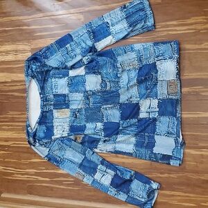 NWOT Womens, Size L, Blue/Brown Shirt